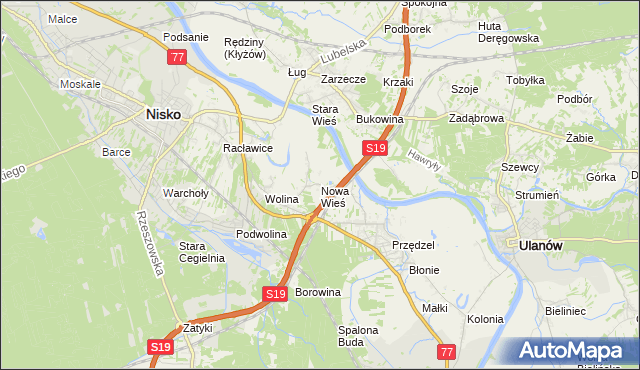 mapa Nowa Wieś gmina Nisko, Nowa Wieś gmina Nisko na mapie Targeo