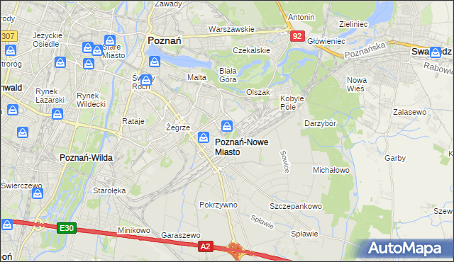 mapa Nowe Miasto gmina Poznań, Nowe Miasto gmina Poznań na mapie Targeo