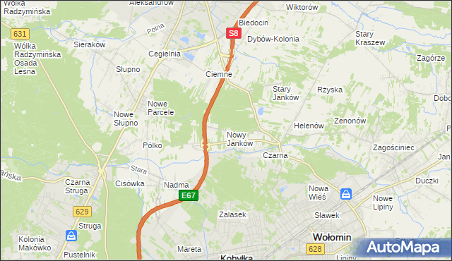 mapa Nowy Janków, Nowy Janków na mapie Targeo