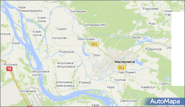 mapa Oblin, Oblin na mapie Targeo