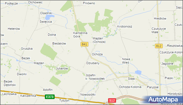 mapa Ochoża gmina Wierzbica, Ochoża gmina Wierzbica na mapie Targeo