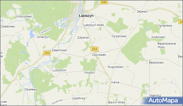 mapa Oporówek gmina Łabiszyn, Oporówek gmina Łabiszyn na mapie Targeo