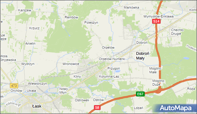 mapa Orpelów-Numerki, Orpelów-Numerki na mapie Targeo