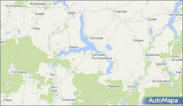 mapa Ostrowite Prymasowskie, Ostrowite Prymasowskie na mapie Targeo