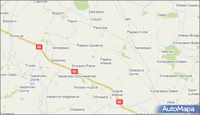 mapa Pajewo Wielkie, Pajewo Wielkie na mapie Targeo