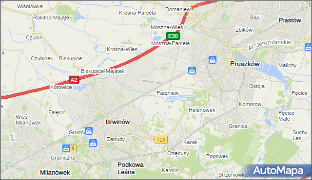 mapa Parzniew, Parzniew na mapie Targeo