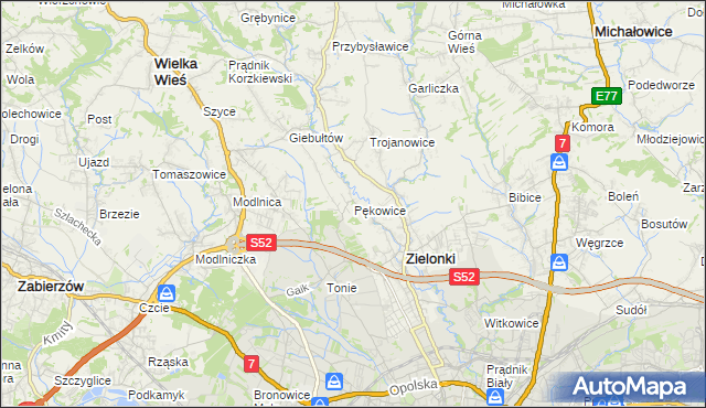 mapa Pękowice, Pękowice na mapie Targeo