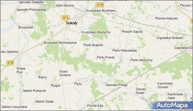 mapa Perki-Franki, Perki-Franki na mapie Targeo