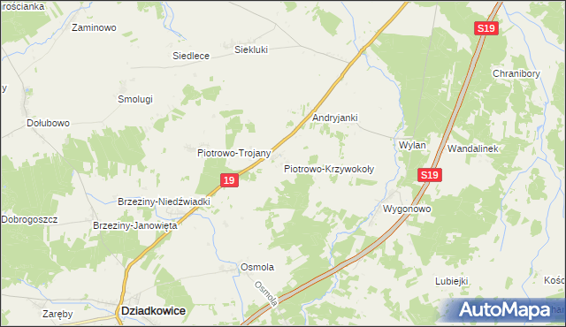 mapa Piotrowo-Krzywokoły, Piotrowo-Krzywokoły na mapie Targeo