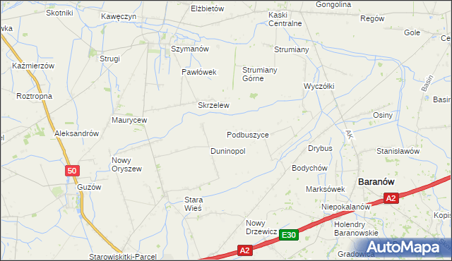 mapa Podbuszyce, Podbuszyce na mapie Targeo