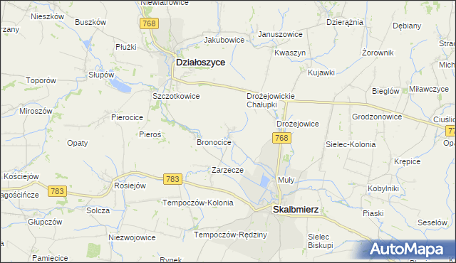 mapa Podgaje gmina Skalbmierz, Podgaje gmina Skalbmierz na mapie Targeo