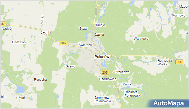 mapa Polanów powiat koszaliński, Polanów powiat koszaliński na mapie Targeo