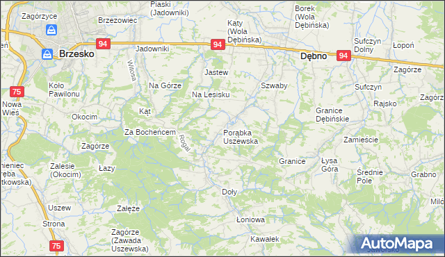 mapa Porąbka Uszewska, Porąbka Uszewska na mapie Targeo