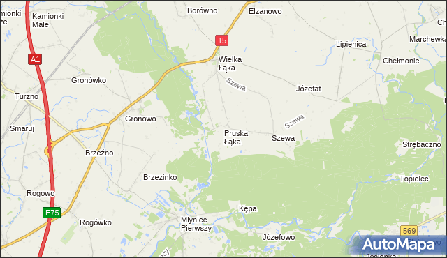mapa Pruska Łąka, Pruska Łąka na mapie Targeo