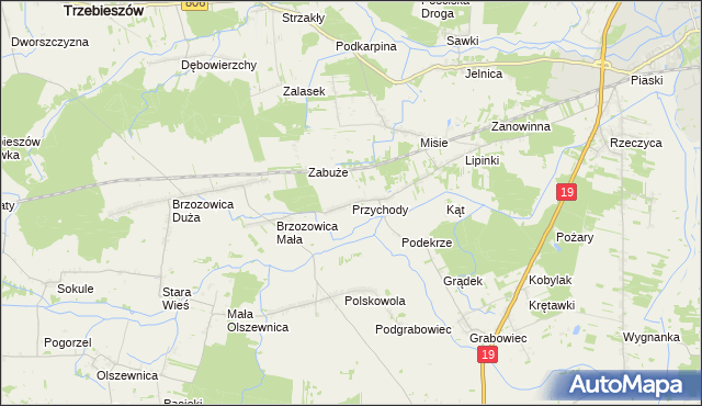 mapa Przychody gmina Międzyrzec Podlaski, Przychody gmina Międzyrzec Podlaski na mapie Targeo