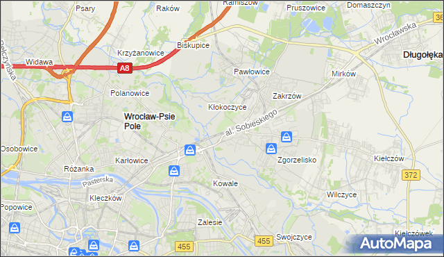 mapa Psie Pole gmina Wrocław, Psie Pole gmina Wrocław na mapie Targeo