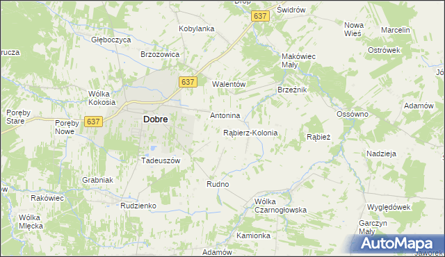 mapa Rąbierz-Kolonia, Rąbierz-Kolonia na mapie Targeo