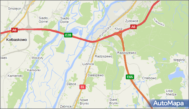 mapa Radziszewo gmina Gryfino, Radziszewo gmina Gryfino na mapie Targeo