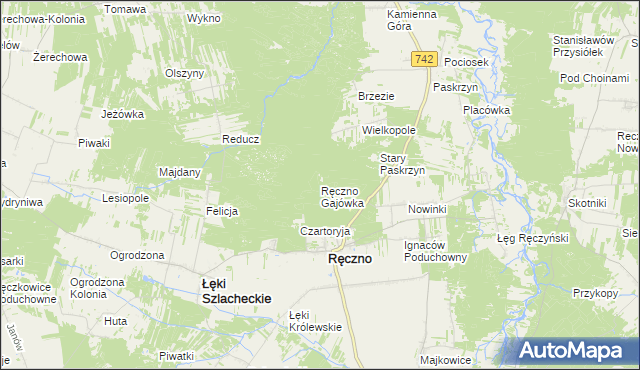 mapa Ręczno Gajówka, Ręczno Gajówka na mapie Targeo