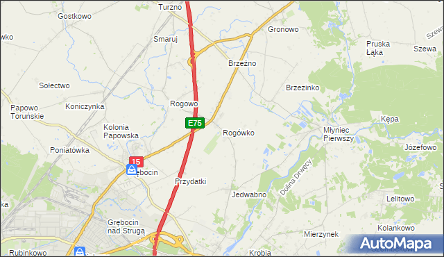 mapa Rogówko gmina Lubicz, Rogówko gmina Lubicz na mapie Targeo