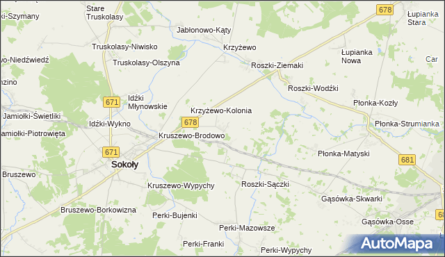 mapa Roszki-Chrzczony, Roszki-Chrzczony na mapie Targeo