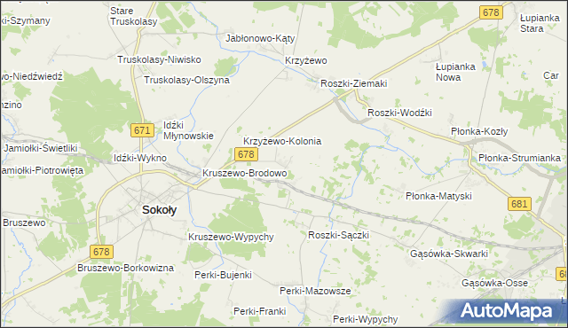 mapa Roszki-Chrzczony, Roszki-Chrzczony na mapie Targeo