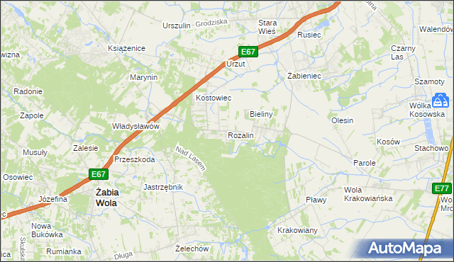 mapa Rozalin gmina Nadarzyn, Rozalin gmina Nadarzyn na mapie Targeo