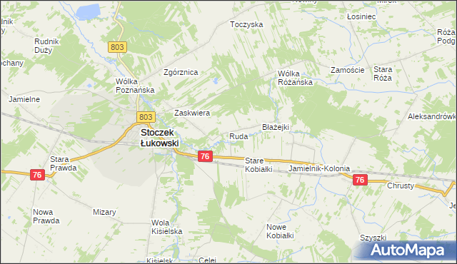mapa Ruda gmina Stoczek Łukowski, Ruda gmina Stoczek Łukowski na mapie Targeo