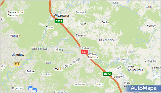 mapa Rudka gmina Wiązowna, Rudka gmina Wiązowna na mapie Targeo