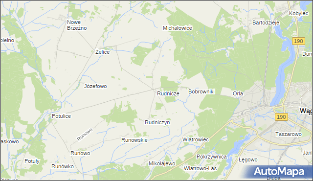 mapa Rudnicze gmina Wągrowiec, Rudnicze gmina Wągrowiec na mapie Targeo