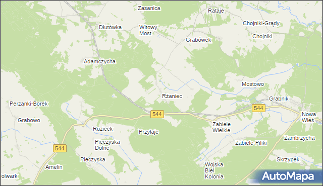 mapa Rżaniec, Rżaniec na mapie Targeo