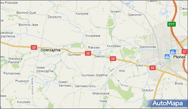 mapa Siekluki gmina Dzierzążnia, Siekluki gmina Dzierzążnia na mapie Targeo