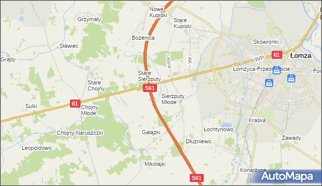 mapa Sierzputy Młode, Sierzputy Młode na mapie Targeo