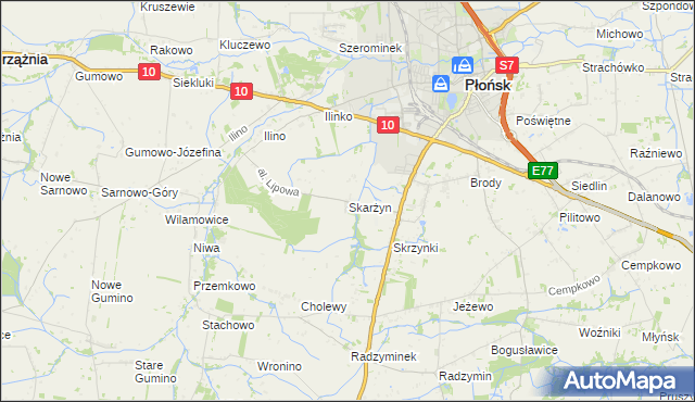 mapa Skarżyn gmina Płońsk, Skarżyn gmina Płońsk na mapie Targeo