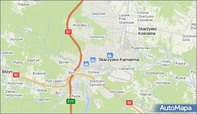 mapa Skarżysko-Kamienna, Skarżysko-Kamienna na mapie Targeo