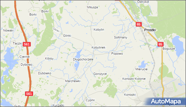 mapa Sokółki gmina Prostki, Sokółki gmina Prostki na mapie Targeo