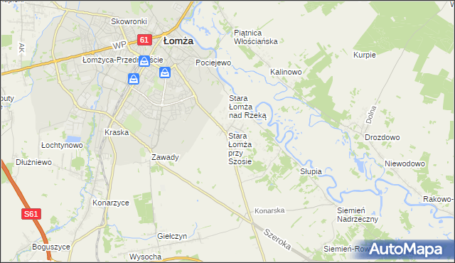 mapa Stara Łomża przy Szosie, Stara Łomża przy Szosie na mapie Targeo