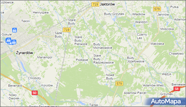mapa Stare Budy Radziejowskie, Stare Budy Radziejowskie na mapie Targeo