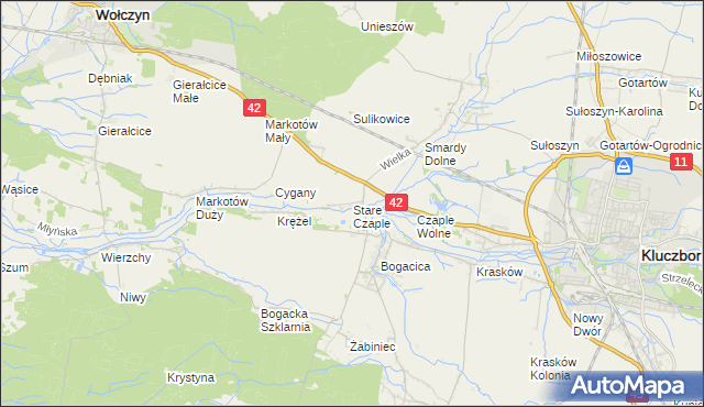 mapa Stare Czaple gmina Kluczbork, Stare Czaple gmina Kluczbork na mapie Targeo