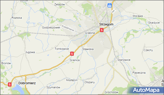 mapa Stawiska gmina Strzegom, Stawiska gmina Strzegom na mapie Targeo