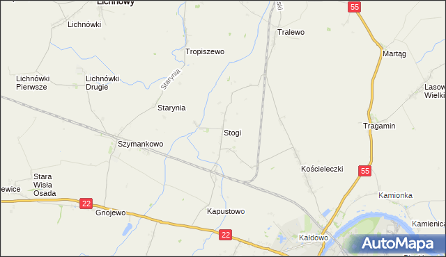 mapa Stogi gmina Malbork, Stogi gmina Malbork na mapie Targeo