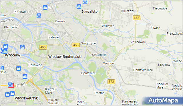 mapa Strachocin gmina Wrocław, Strachocin gmina Wrocław na mapie Targeo