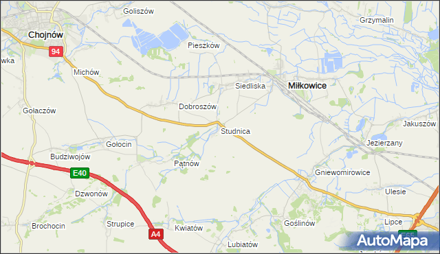 mapa Studnica gmina Miłkowice, Studnica gmina Miłkowice na mapie Targeo