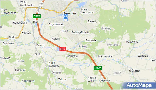 mapa Sulbiny, Sulbiny na mapie Targeo