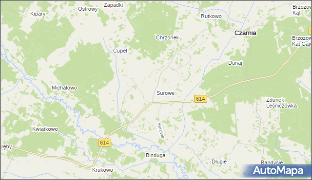 mapa Surowe gmina Czarnia, Surowe gmina Czarnia na mapie Targeo