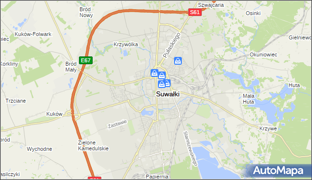 mapa Suwałk, Suwałki na mapie Targeo