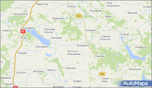 mapa Szczepanki gmina Wielgie, Szczepanki gmina Wielgie na mapie Targeo