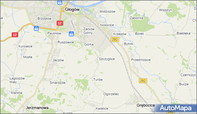 mapa Szczyglice gmina Głogów, Szczyglice gmina Głogów na mapie Targeo