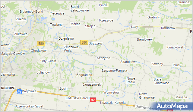 mapa Szczytno gmina Kampinos, Szczytno gmina Kampinos na mapie Targeo