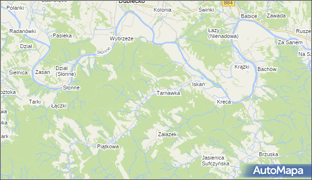 mapa Tarnawka gmina Dubiecko, Tarnawka gmina Dubiecko na mapie Targeo